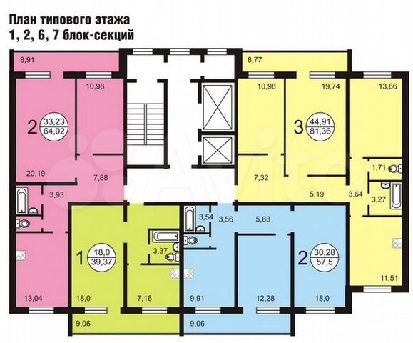 Планировка квартир серии кв 1-к квартира, 39 м², 14/17 эт. на продажу в Новосибирске Купить квартиру Авито