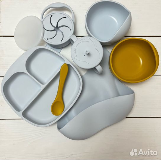 Новый набор детской силиконовой посуды