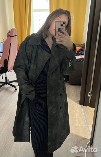 Плащ женский тренч кожаный