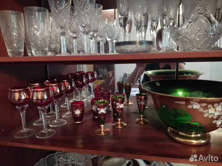 Богемия рюмки лепка, бокалы, графин