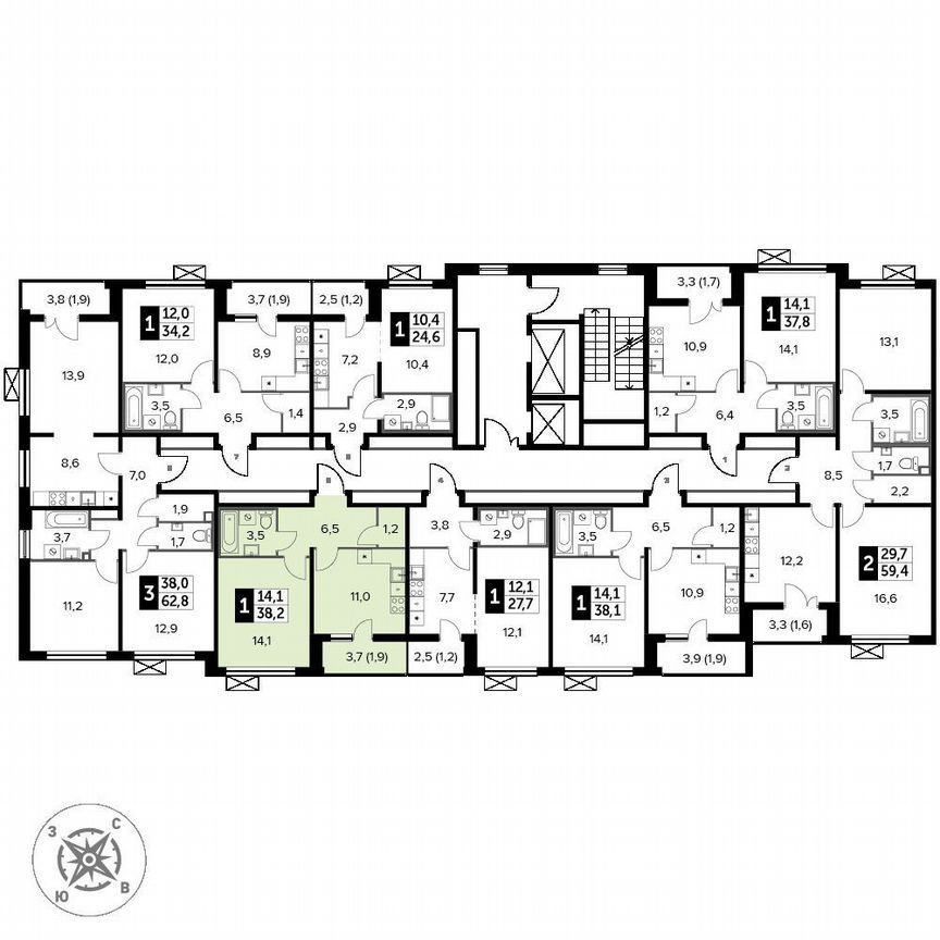 1-к. квартира, 38,2 м², 8/12 эт.