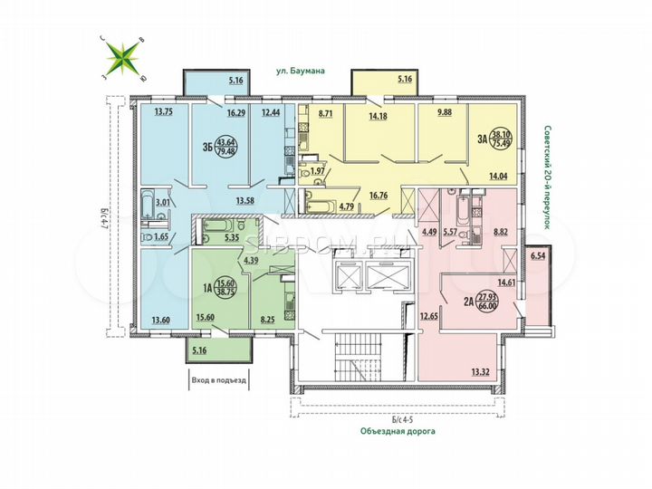 3-к. квартира, 75,3 м², 17/17 эт.
