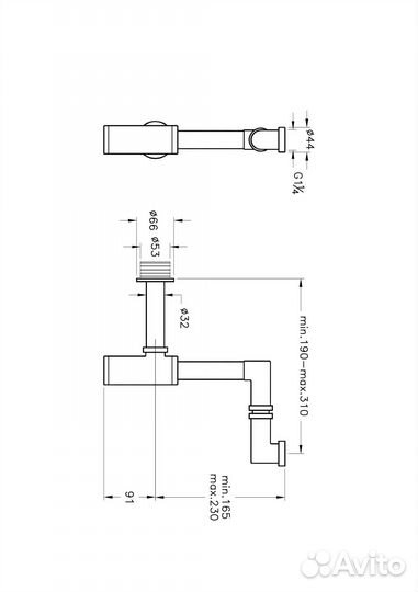 Сифон для раковины VitrA Syphon A45133 Z-типа