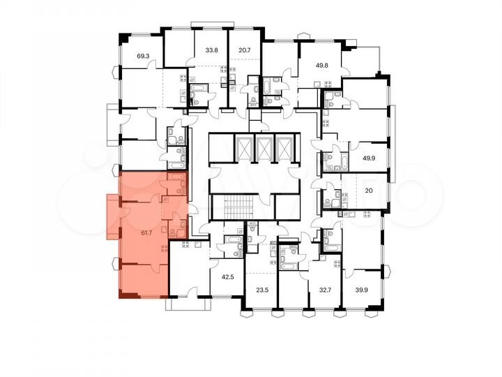 2-к. квартира, 61,7 м², 14/24 эт.