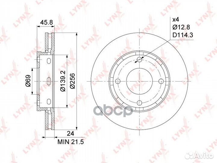 Диск тормозной передний (256x24) mitsubishi Col