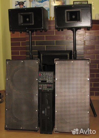 Колонки F.Audio 4200W Рупоры Усилок Микшер Штативы