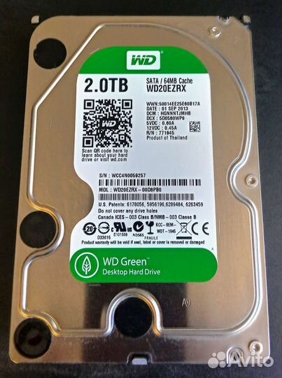 Жёсткий диск. Western Digital Green, 2Тб