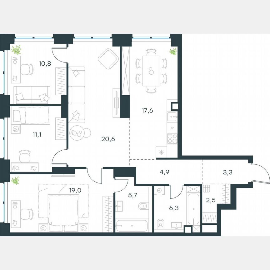 4-к. квартира, 101,8 м², 5/48 эт.