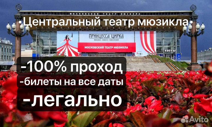 Билеты 1/2 в центральный театр мюзикла