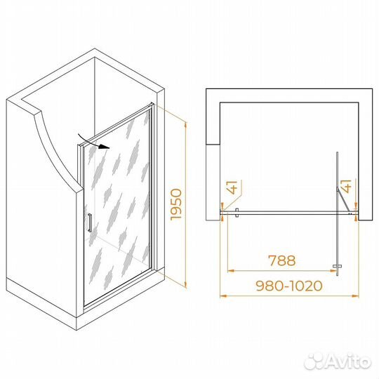 Душевая дверь RGW Stilvoll SV-05 1000х1950 (тониро