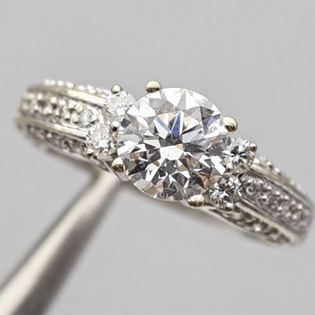 Кольцо 750 Бриллиант 1.12ct E/SI1 Россыпь IGC