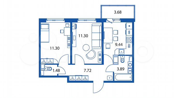 2-к. квартира, 46,2 м², 12/12 эт.