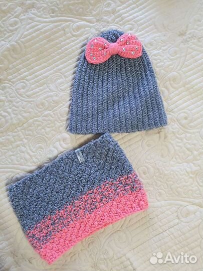 Комплект шапка и снуд для девочки