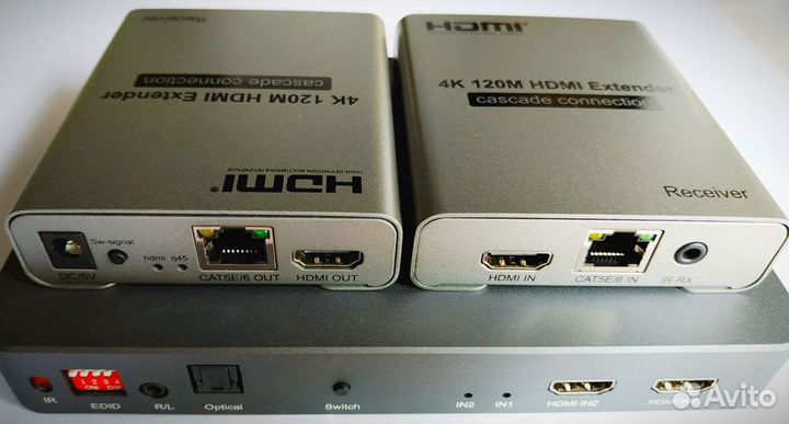 Hdmi сплиттер/свитчер 2*6 по RJ45+удлинители 120м