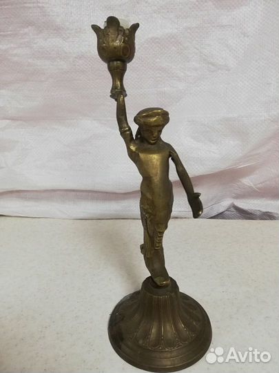 Подсвечник старинный из бронзы 