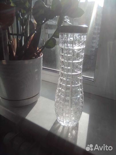 Хрустальная ваза с мельхиором. Винтаж