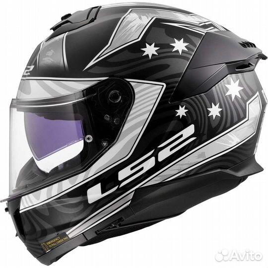 LS2 FF808 stream II galdam Full Face Motorcycle Мотошлем Black White