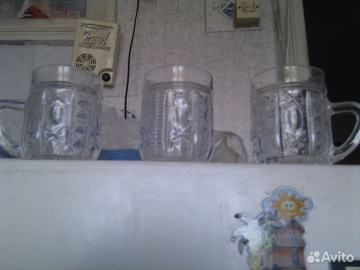 Кружки хрустальные, 5 штук