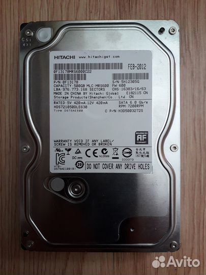 Жесткий диск Hitachi 500 Gb