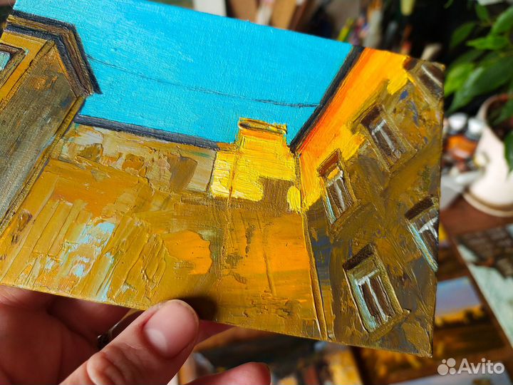 Картина маслом Петербург дворы городской пейзаж