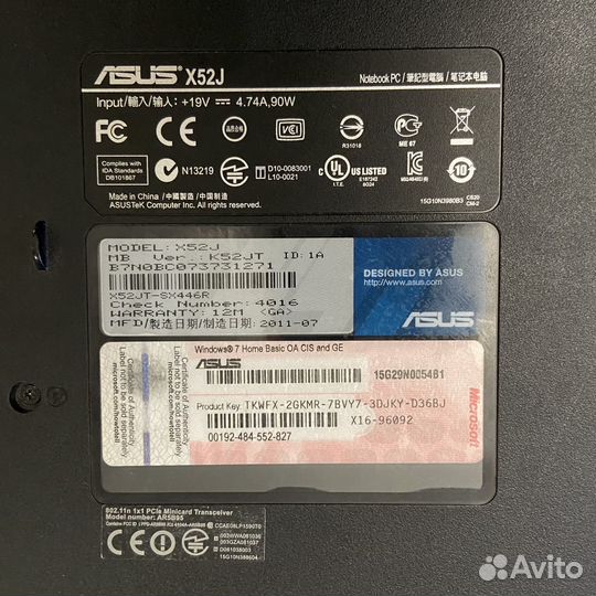 Ноутбук asus x52j