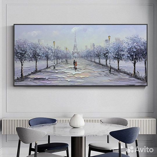 Картина маслом на холсте Зимний Париж
