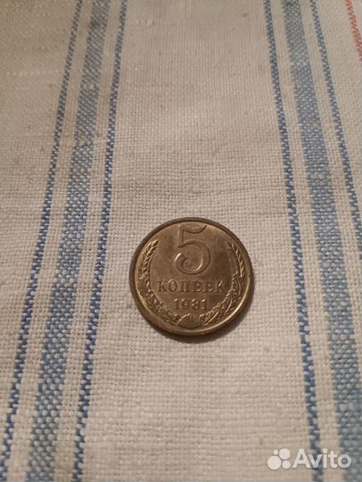 Монета СССР 5 копеек 1981 года