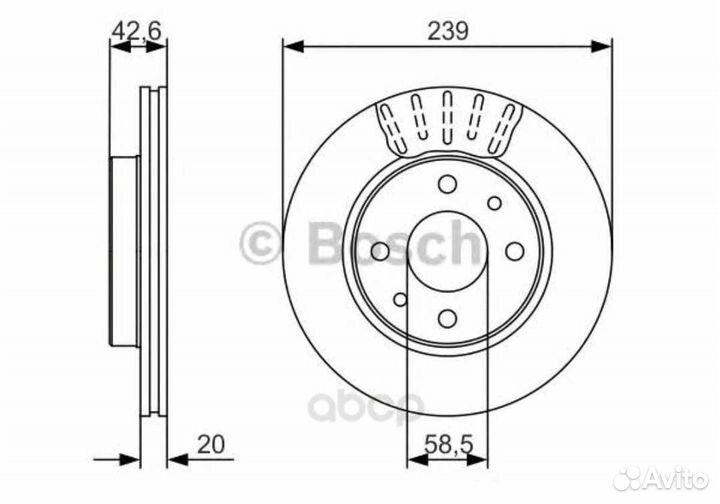 Тормозные диски Bosch, цена за 2шт, для LADA, d239