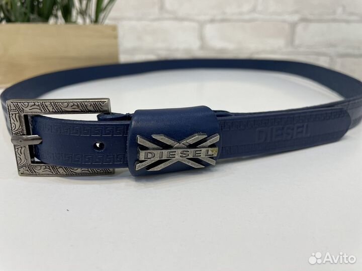 Ремень женский натуральная кожа синий