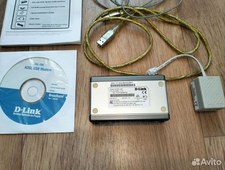Новый модем adsl USB D-Link DSL-200, внешний