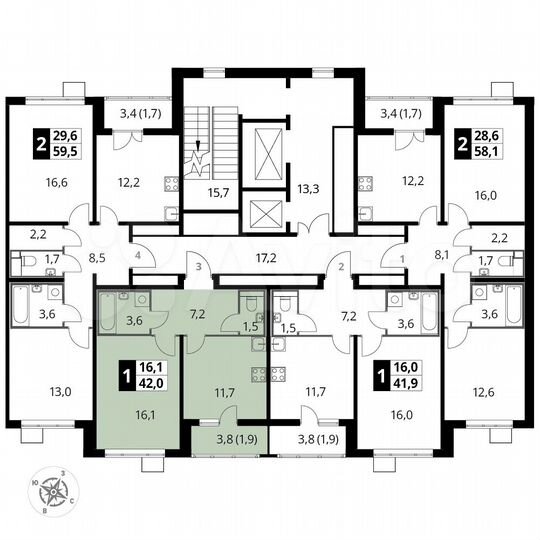 1-к. квартира, 42 м², 20/22 эт.