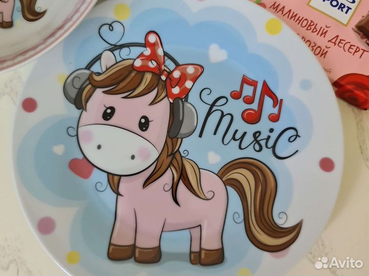 Новый детский набор керамической посуды 3 предмета