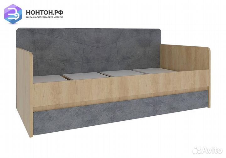 Кровать Киото дуб небраска / бетон темный