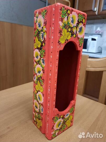 Подарочная коробка для бутылки хохлома