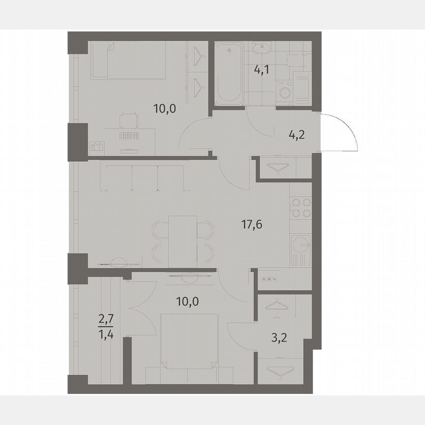 2-к. квартира, 50,5 м², 7/11 эт.