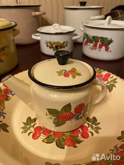 Чайник заварочный с подносом эмалированный СССР