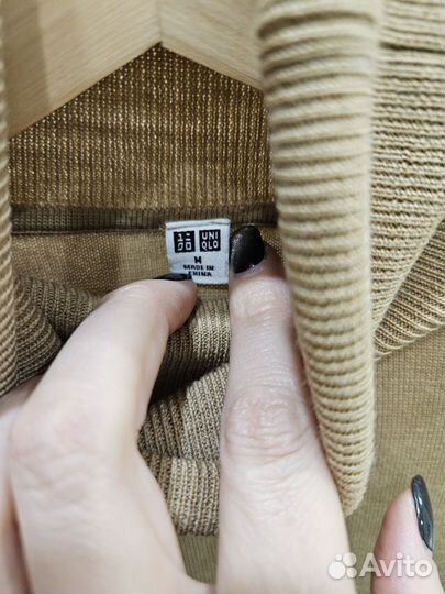 Uniqlo 100% шерсть M-L гольф водолазка свитер