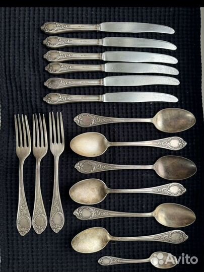 Столовые приборы узор Фаберже серебро