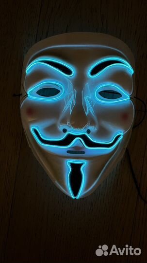 Маска анонимуса с неоновой подсветкой