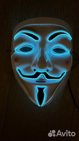 Маска анонимуса с неоновой подсветкой