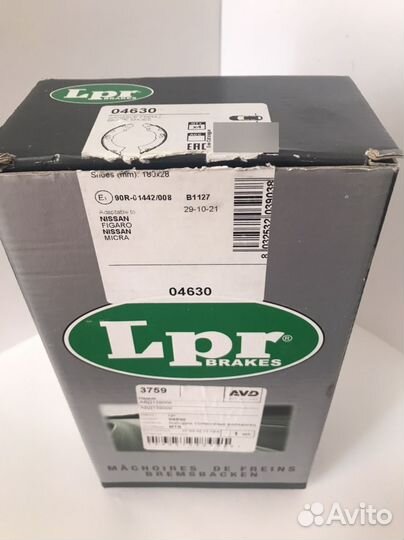 Колодки тормозные барабанные LPR 04630 на Nissan