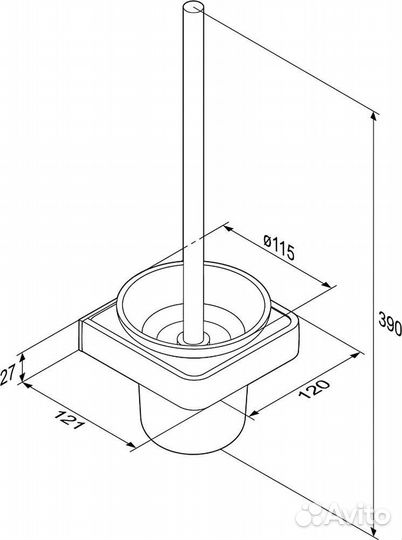 Ершик для унитаза Damixa Jupiter DA7733300, черный/хром
