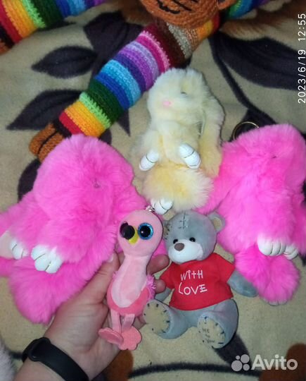 Брелок зайчик, фламинго, мишка