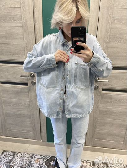 Джинсовая рубашка zara L