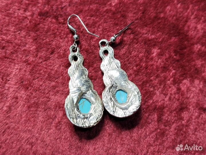 Набор Серьги + кулон подвеска Голубые камни