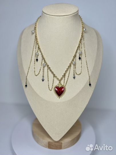 Колье с цепочками и жемчугом Сваровски