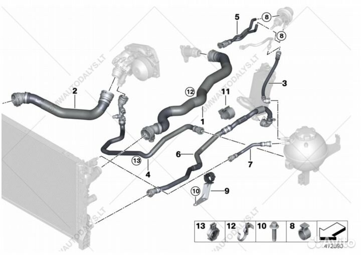 Патрубок радиатора BMW оригинал