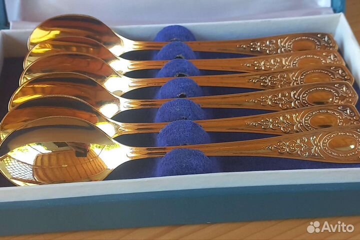 Ложки чайные мельхиоровые позолоченные