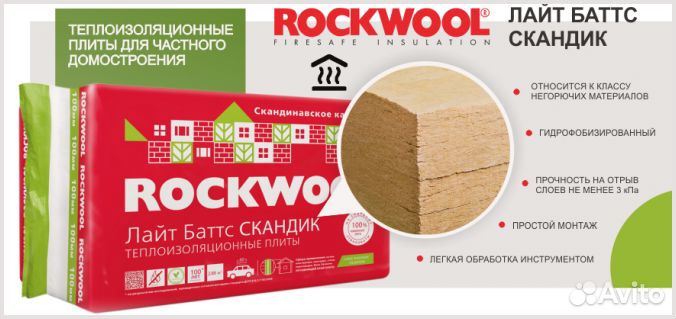 Утеплитель rockwool lite баттс скандик
