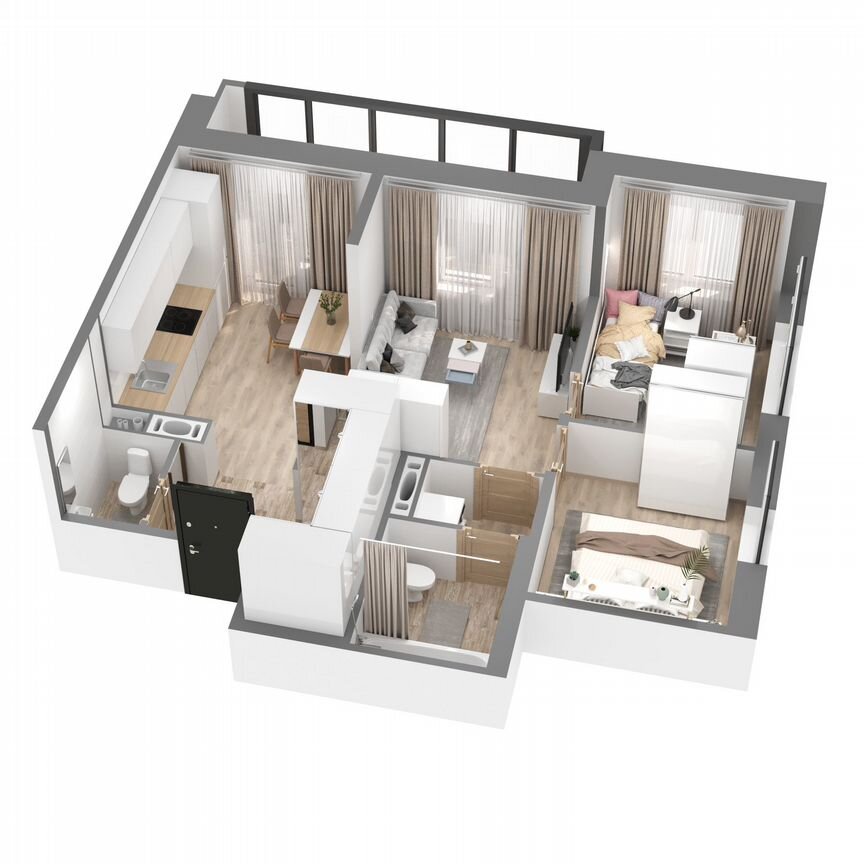 2-к. квартира, 56,6 м², 19/23 эт.